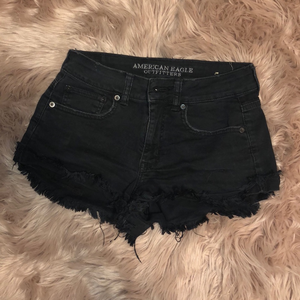Black denim short